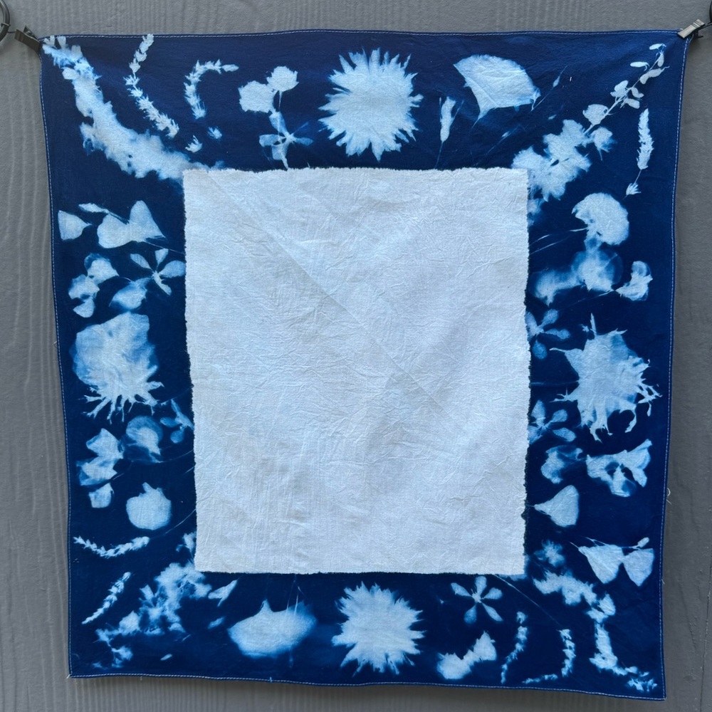 Handmade Cyanotype Floral Bandana